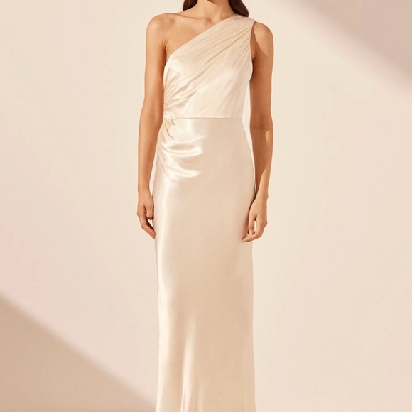 Shona Joy Dresses & Skirts - Shona Joy Cream One-Shoulder Dress